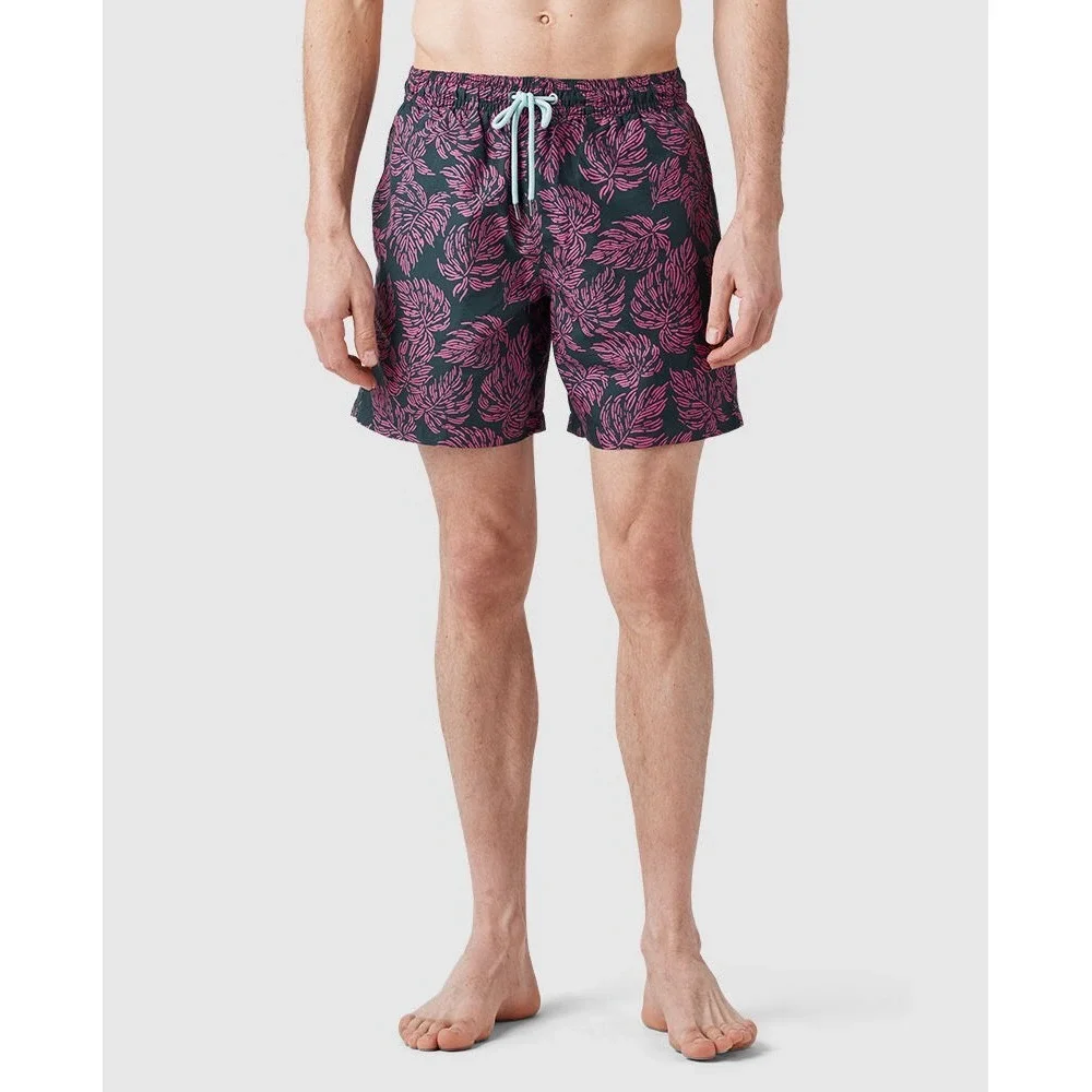 NWT Rodd & Gunn Fall Cove Swim Short Fuchsia Palm Leaf Print Mesh Lined 2XL
